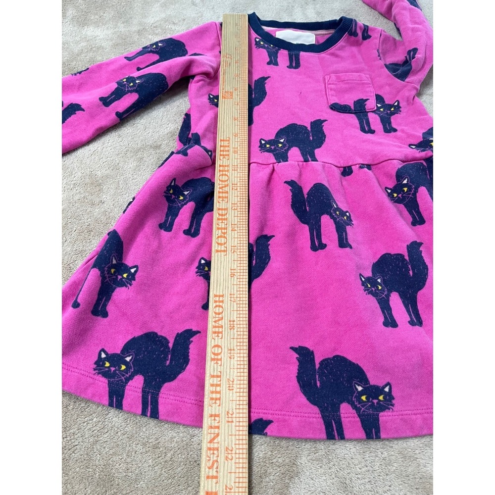 Mini Boden Jersey Dress Girls Size 4-5Y Pink Black Cat Print long sleeve - Picture 7 of 9